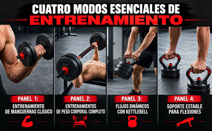 Kit de Pesas PRO 100 lb + Pesa Rusa + Barra 1,40 m 🎁 OBSEQUIO