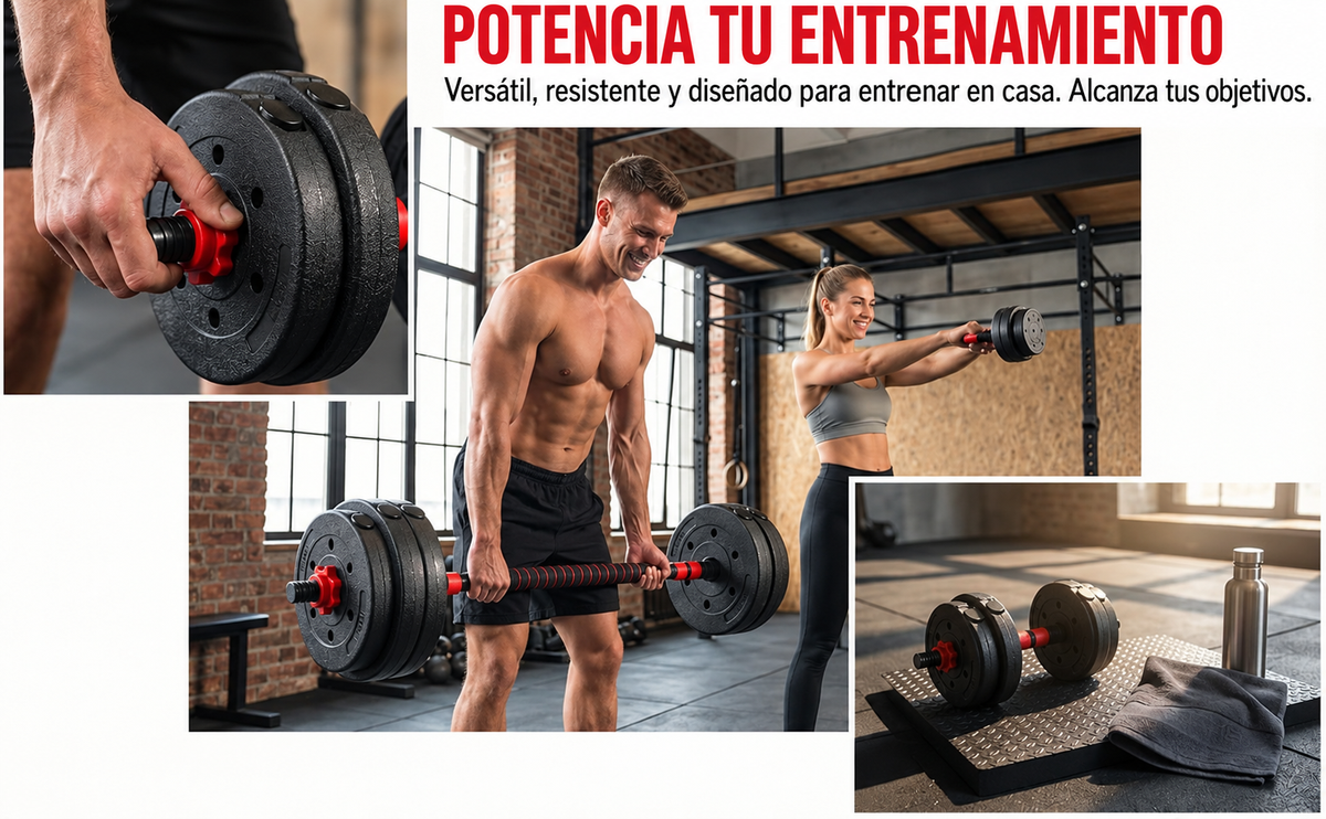Kit de Pesas PRO 100 lb + Pesa Rusa + Barra 1,40 m 🎁 OBSEQUIO