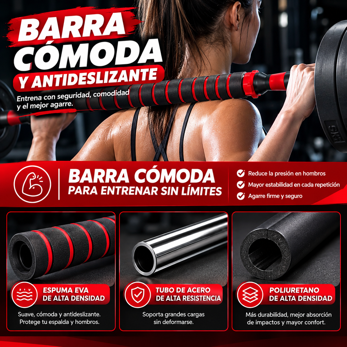 Kit de Pesas PRO 100 lb + Pesa Rusa + Barra 1,40 m 🎁 OBSEQUIO