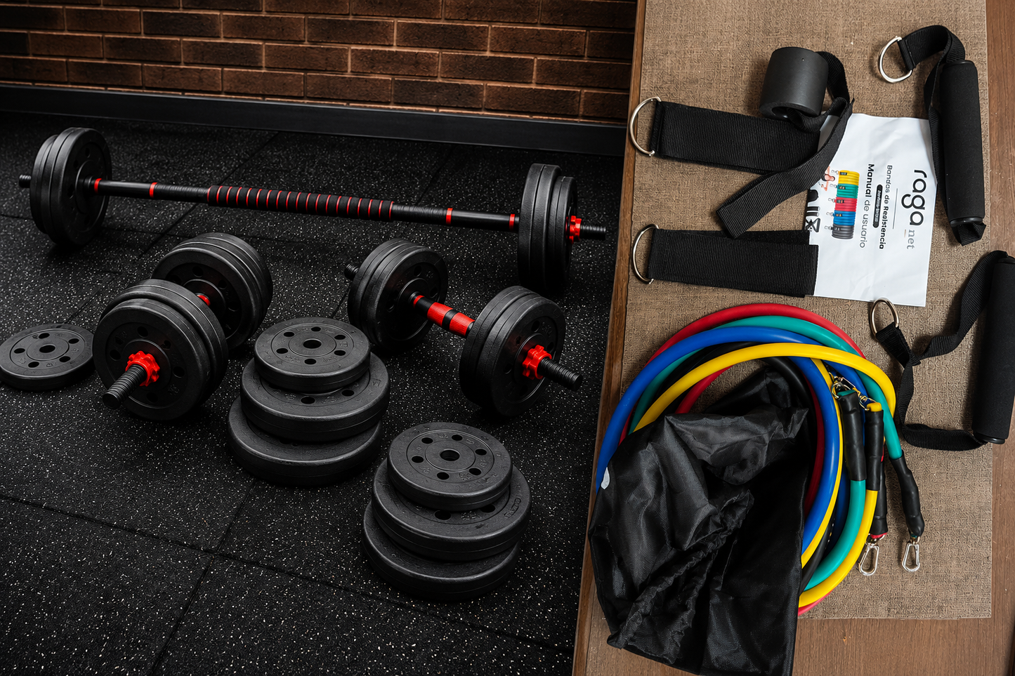 set pesas 60 libras PRO + Set Bandas Tubulares 100 LBS