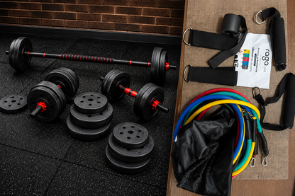 set pesas 60 libras PRO + Set Bandas Tubulares 100 LBS