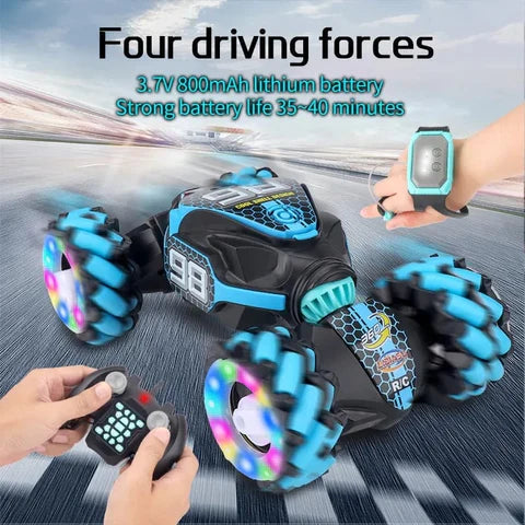 Coche de control remoto, 2.4G 4WD , todos los terrenos de doble cara giratoria controlados a mano, camión RC gesto  para niños y niñas con música