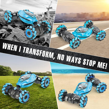 Coche de control remoto, 2.4G 4WD , todos los terrenos de doble cara giratoria controlados a mano, camión RC gesto  para niños y niñas con música