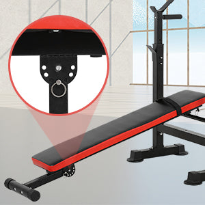 Banco de Pesas Ajustable  plegable con Soporte Rack Ultra Resistente en acero