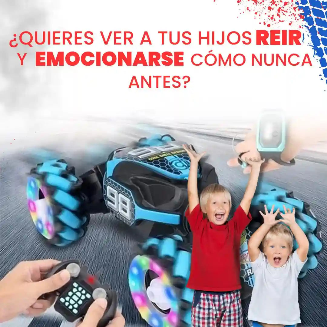 Coche de control remoto, 2.4G 4WD , todos los terrenos de doble cara giratoria controlados a mano, camión RC gesto  para niños y niñas con música